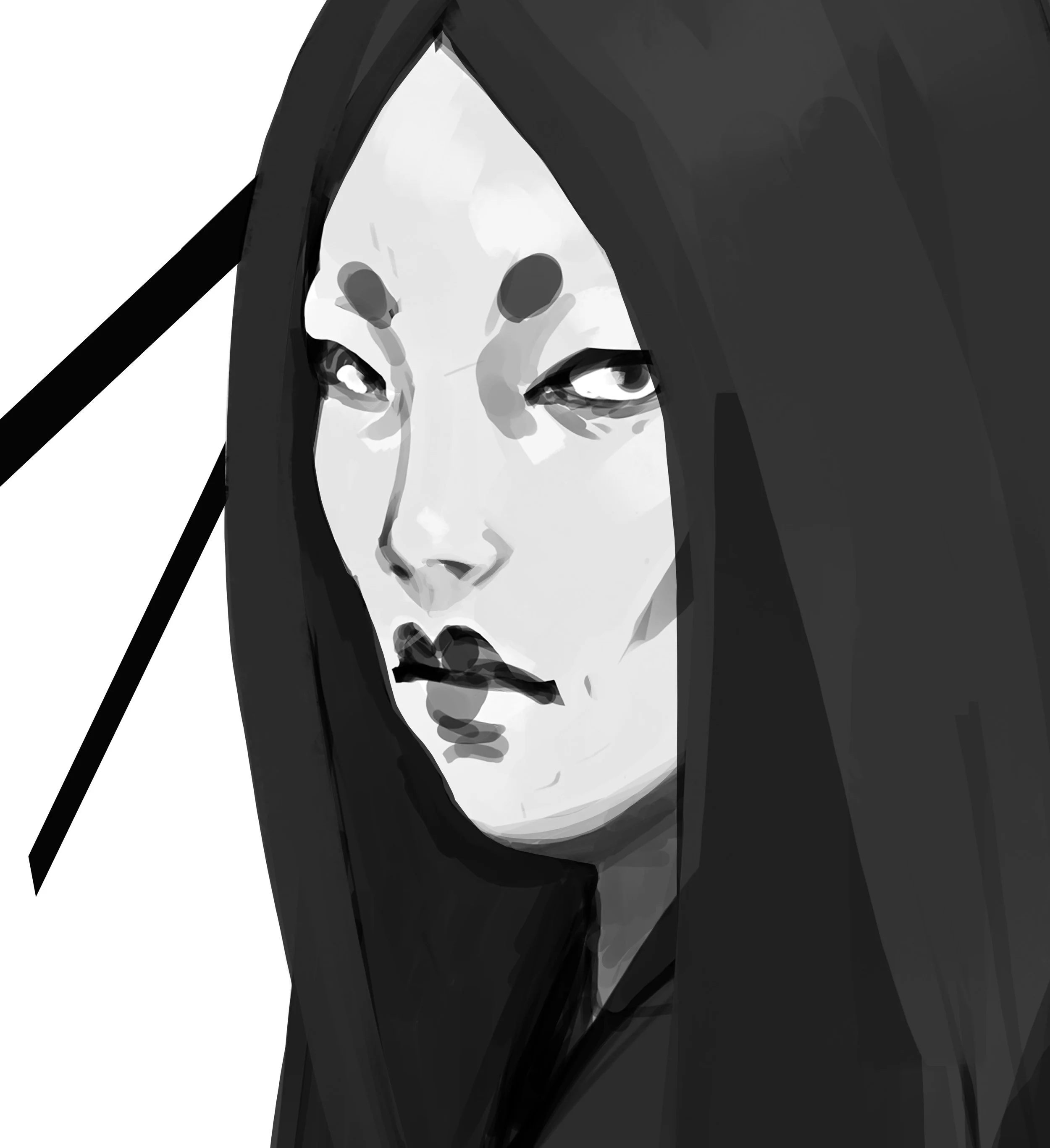 the museum - Kuroki Portrait for Sifu video game by Servane Altermatt