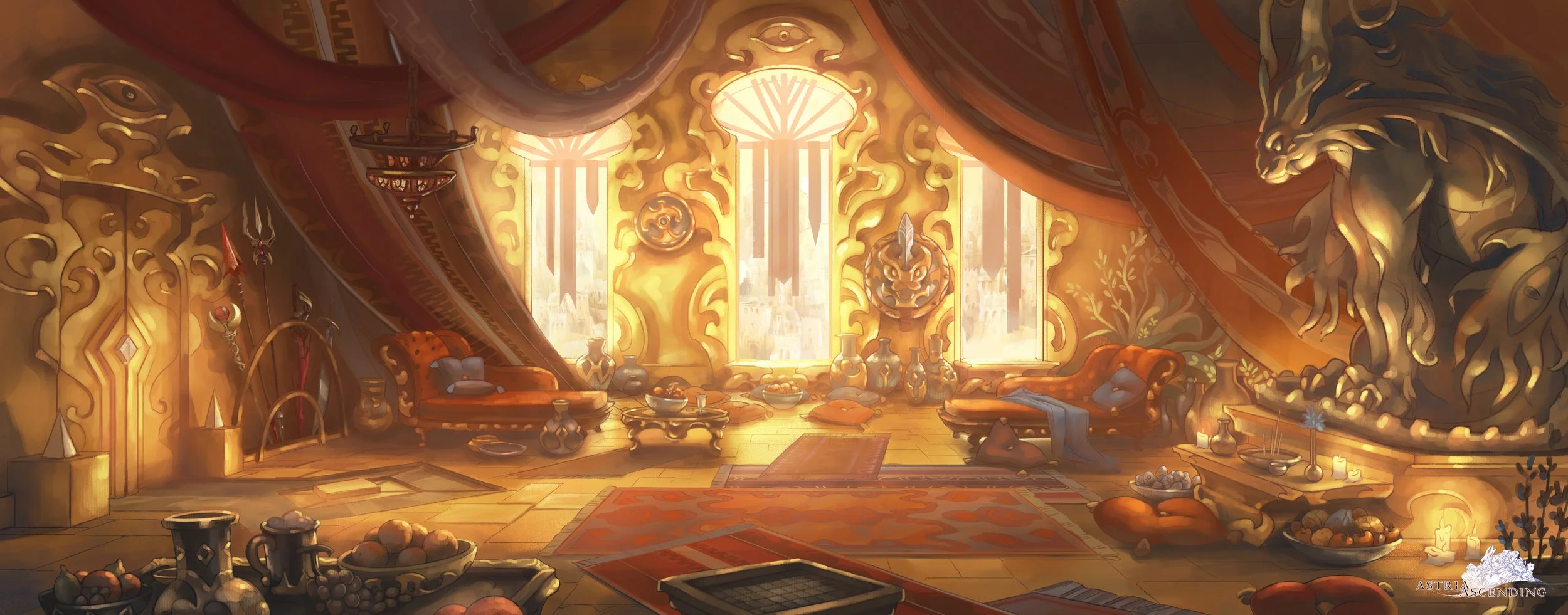 Background painting for Astria Ascending JRPG video game by Servane Altermatt