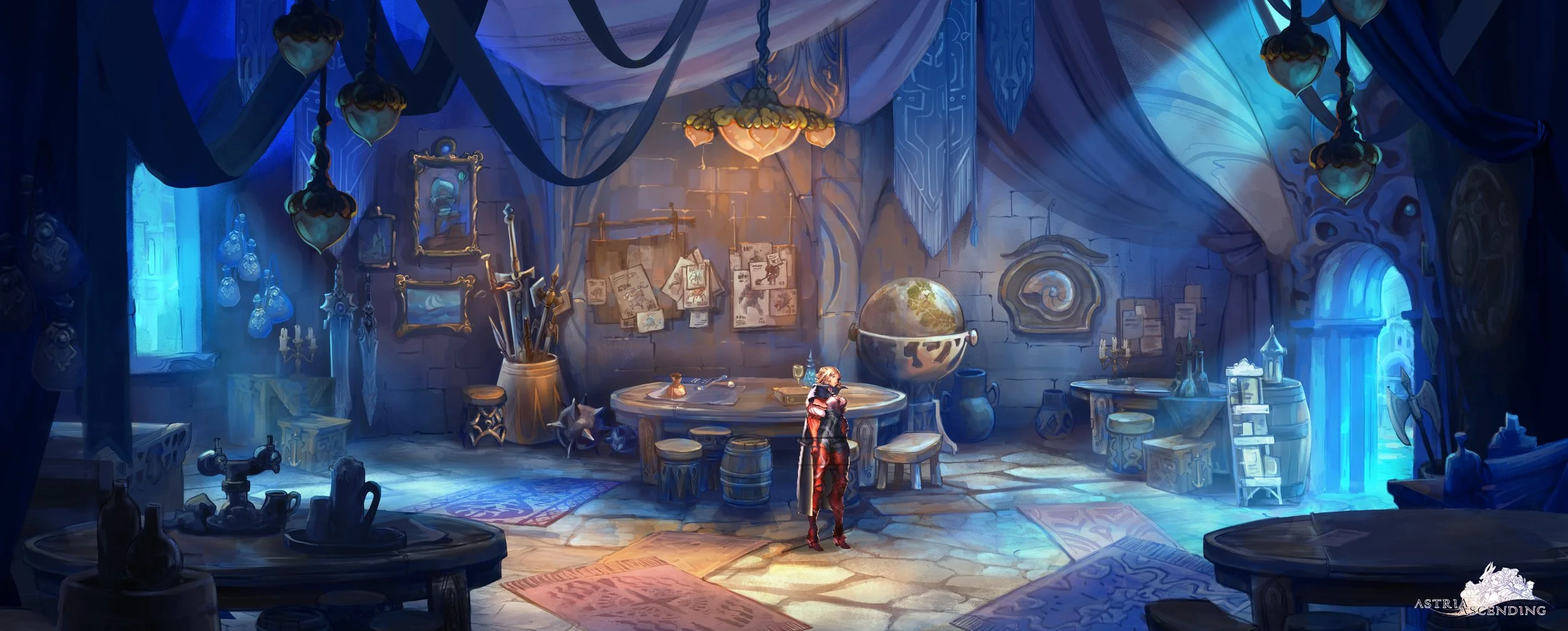 Background painting for Astria Ascending JRPG video game by Servane Altermatt