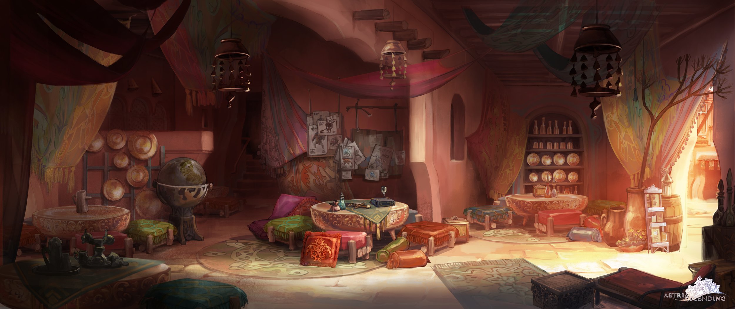 Background painting for Astria Ascending JRPG video game by Servane Altermatt