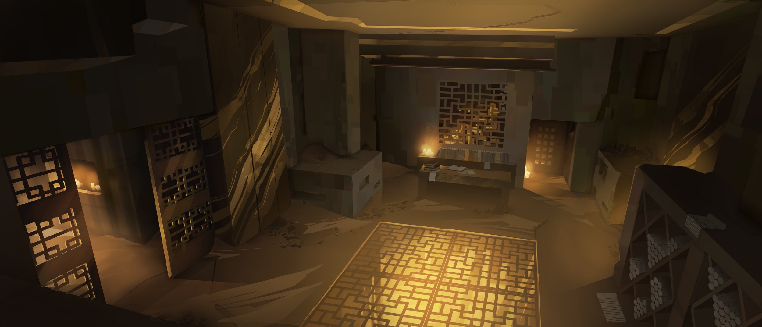 the tower - Sifu video game environment concept art by Servane Altermatt