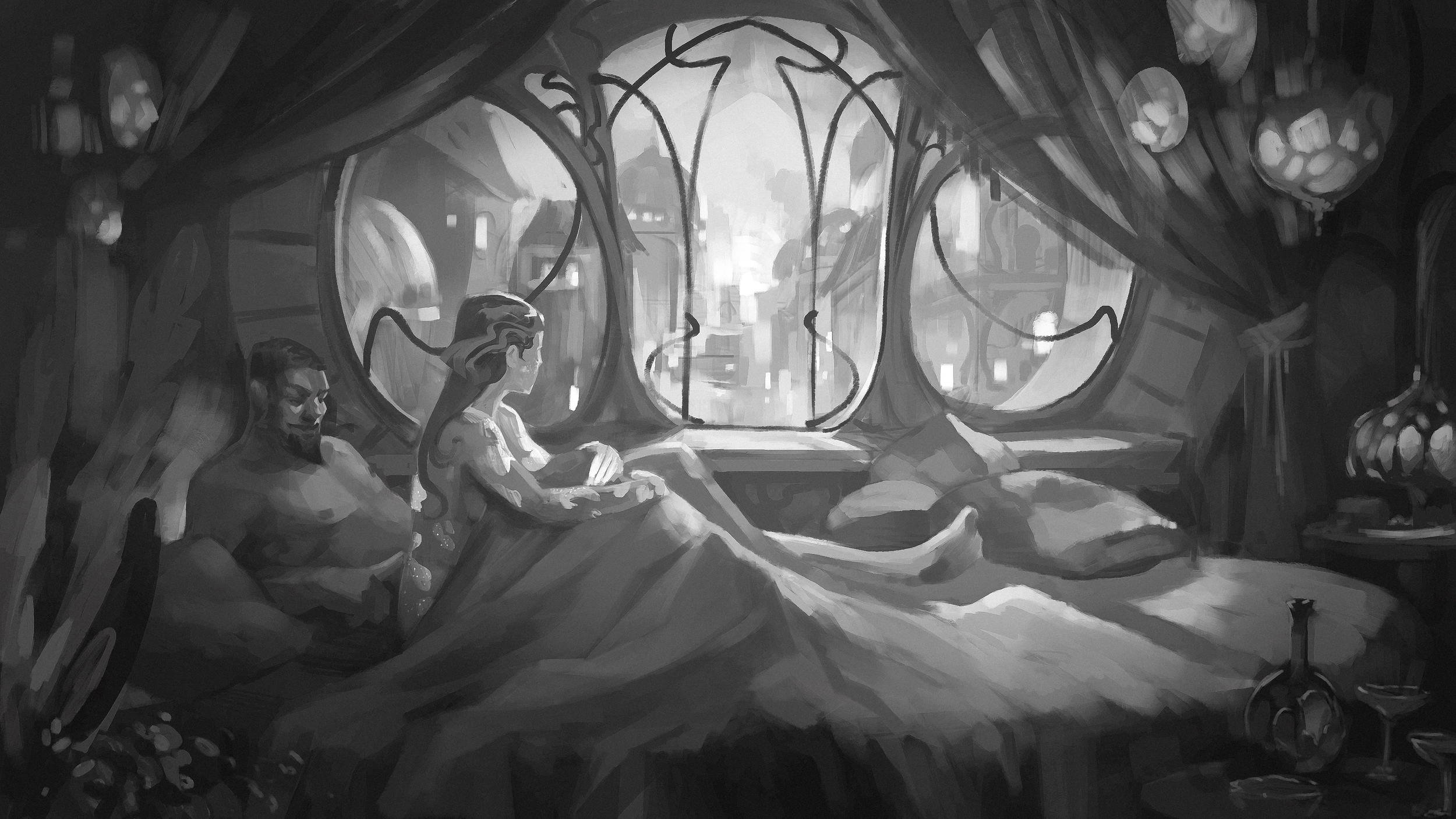 Artwork by Servane Altermatt for Colibri Foudre, a collaborative science-fiction worldbuilding project based on a story by Magali Bossi and developed through the NIFFF and Tour du Fantastique artistic residency.