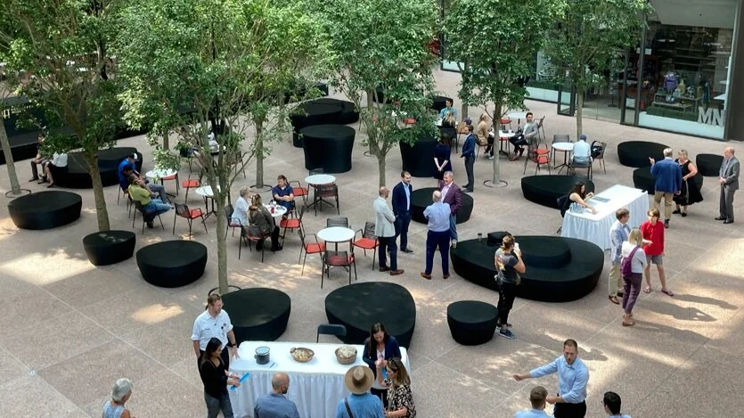 3D Printed Furniture installed in IDS Center Atrium in Minneapolis, Minnesota.