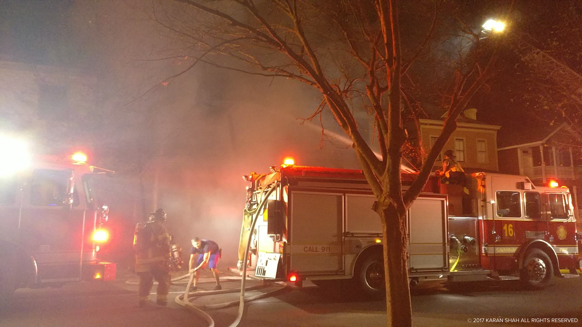 After an hour of damage to house and neighbouring houses the fire-fighters managed to douse the fire.