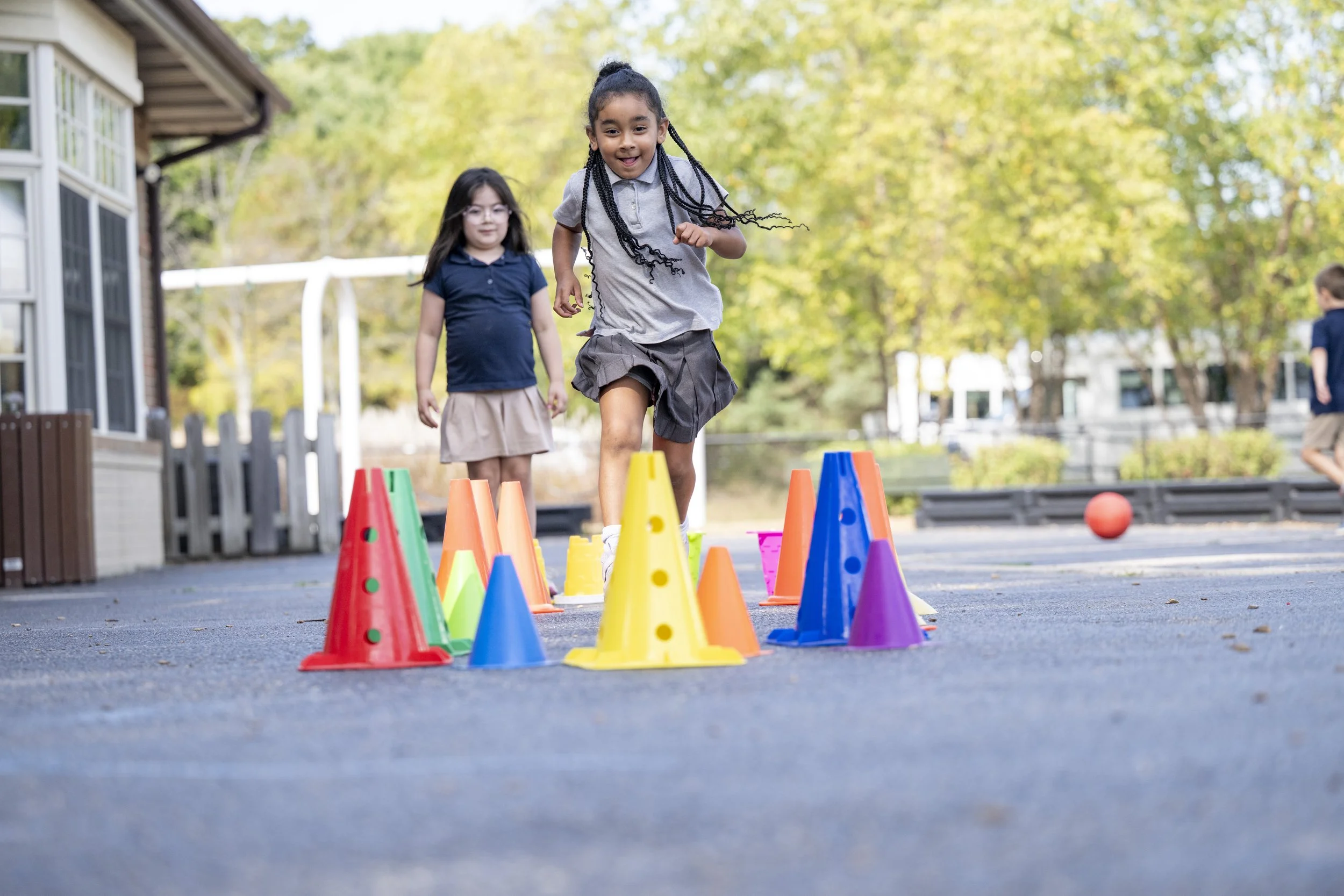 Outside time is built into every day to build gross motor skills.
