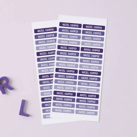 Sheet of personalized name labels