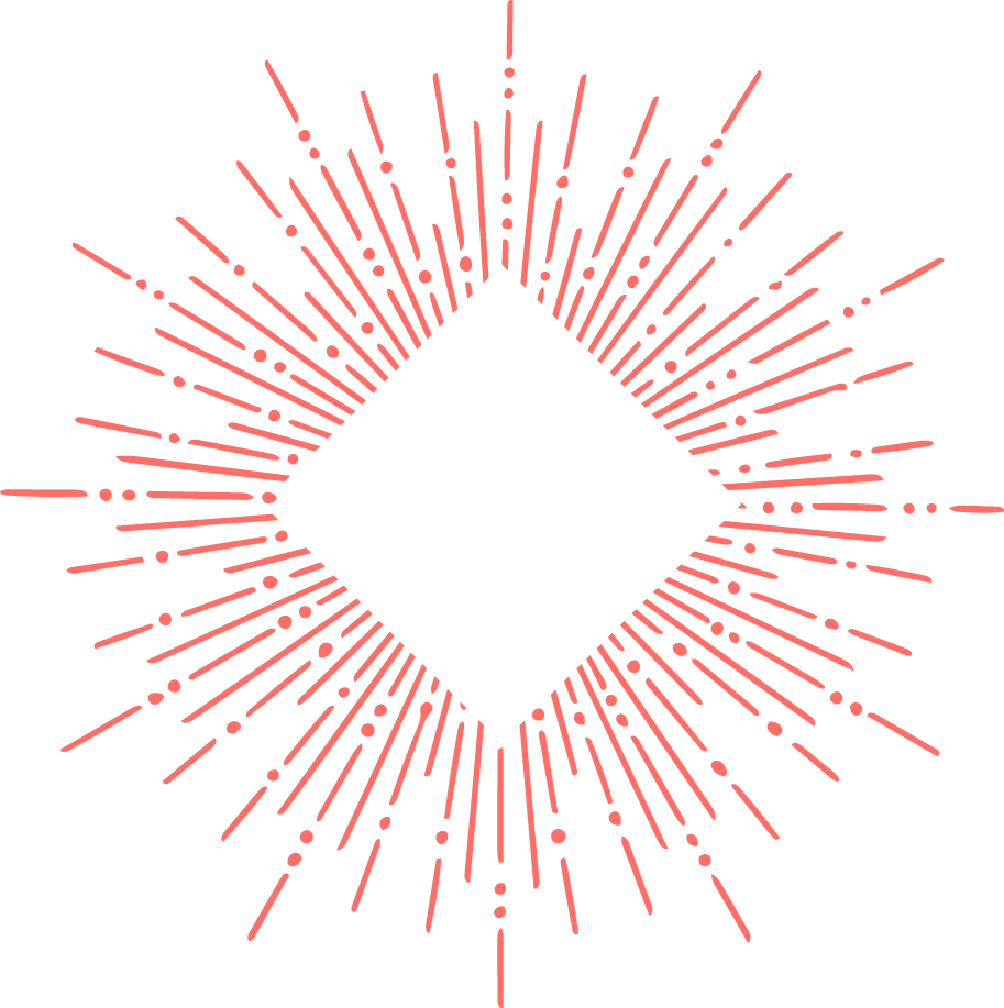 Feuerwerk mit rosa Linien und Punkten, zentraler schwarzer Diamant auf schwarzem Hintergrund.