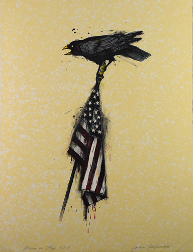 Raven on Flag CTP, 2002,Color lithograph, 30x22