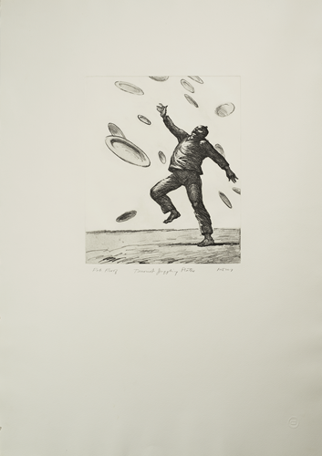 Terrorists Juggling Plates, Flatbed Impression, (1998), 30x22