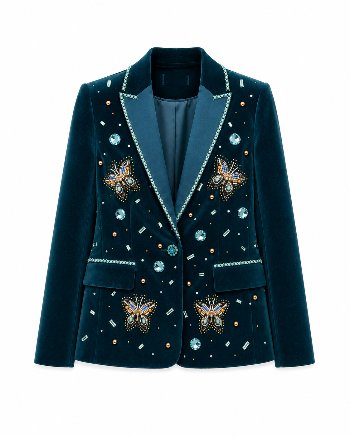 Velvet Butterfly Embellished Blazer