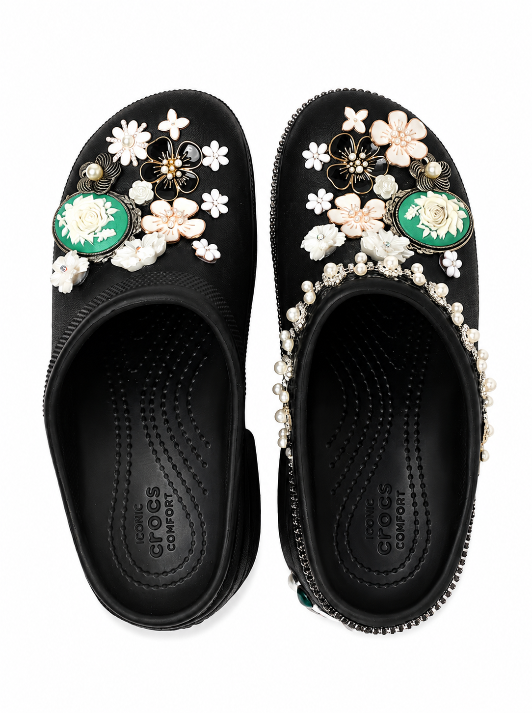 Embellished Black Platform Clogs