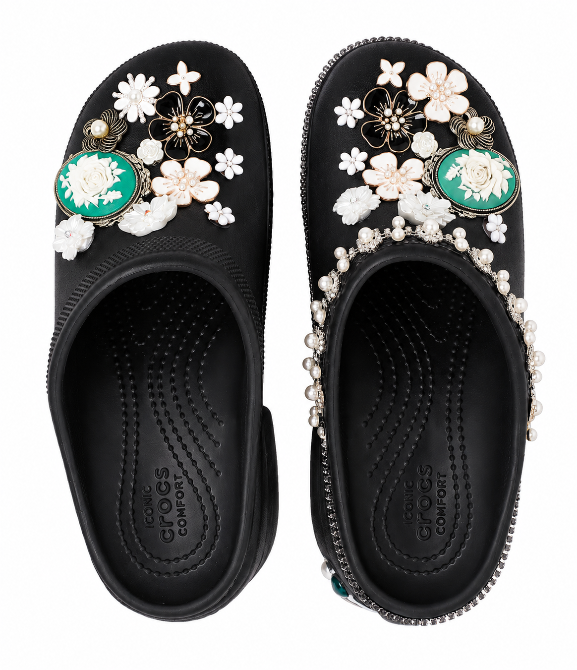 Ornate Jeweled Black Clog Heel