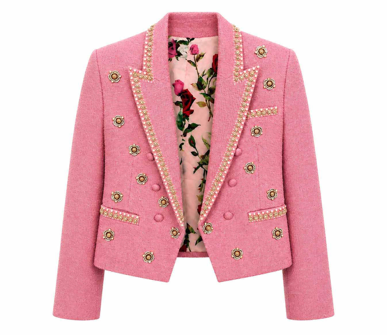 Pink Pearl Embellished Blazer