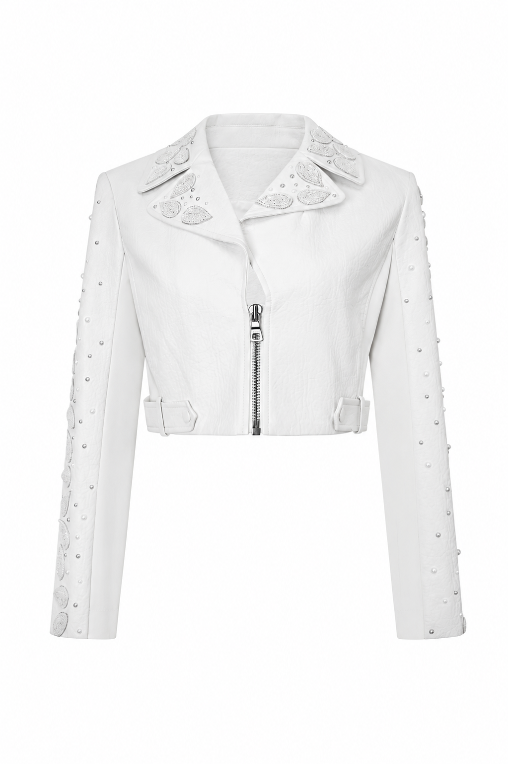 White Leather Jacket w/ Embellishments