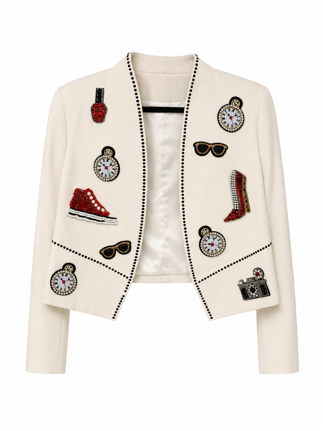 Embellished Ivory Jacket with Jewel Motifs