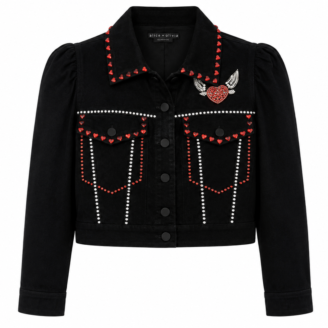 Embellished Black Cropped Jacket