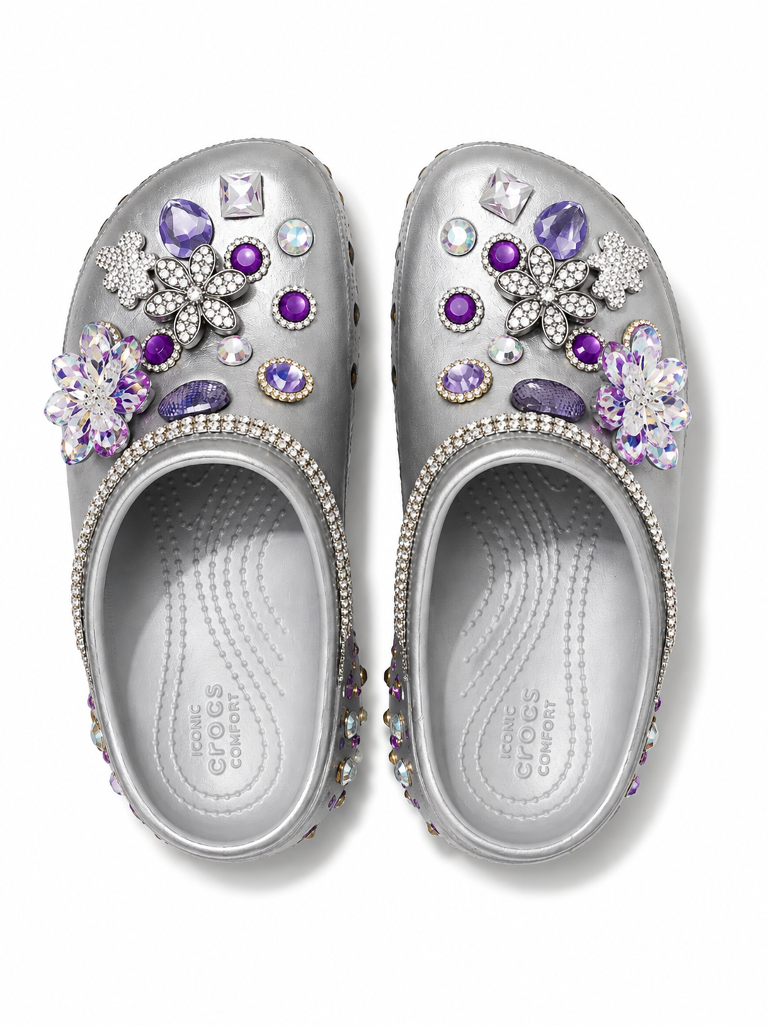 Silver Lilac Rhinestone Platform Clog