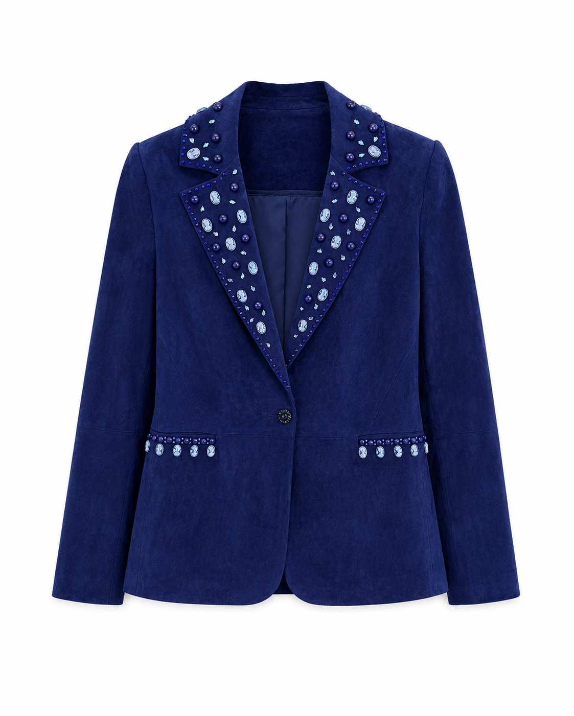 Suede Klein Blue Studded Blazer