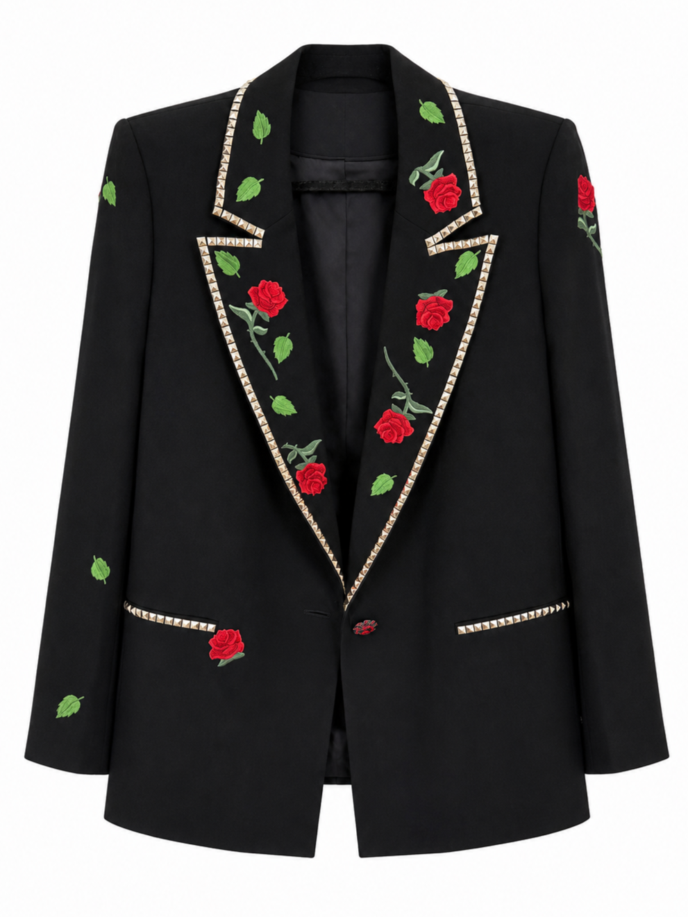 Black Blazer With Rose and Petals