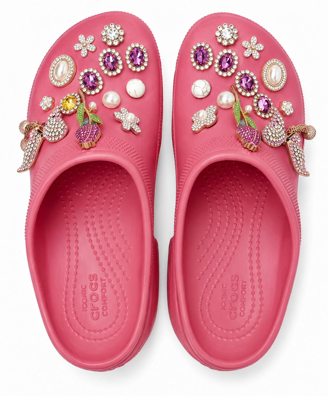 Pink Jeweled Butterfly Platform Clog