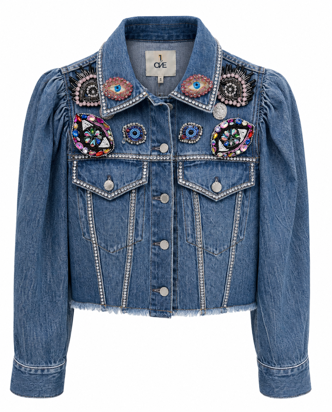 Embellished Blue Denim Eye Jacket