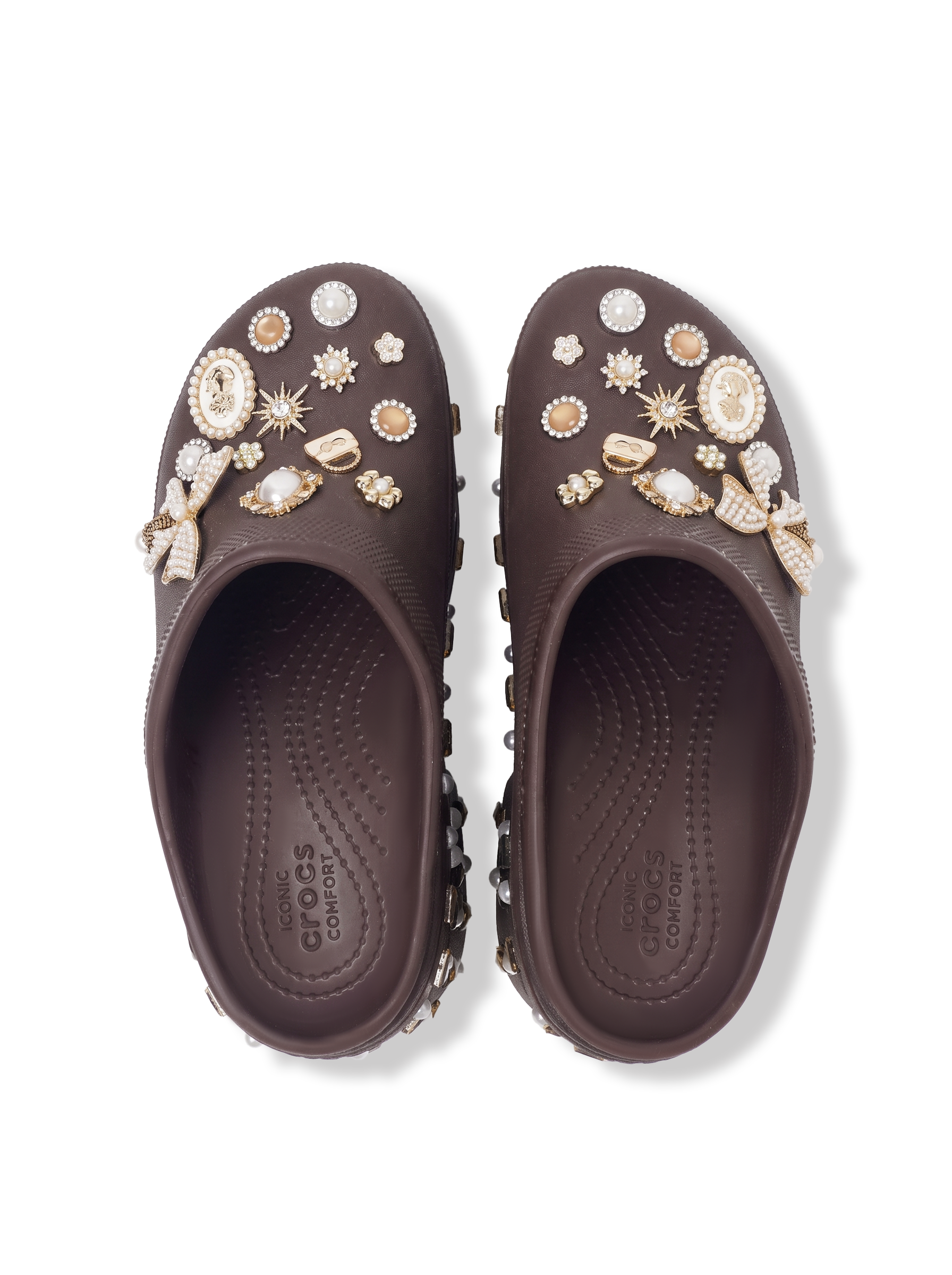 Embellished Brown Bow Clogs