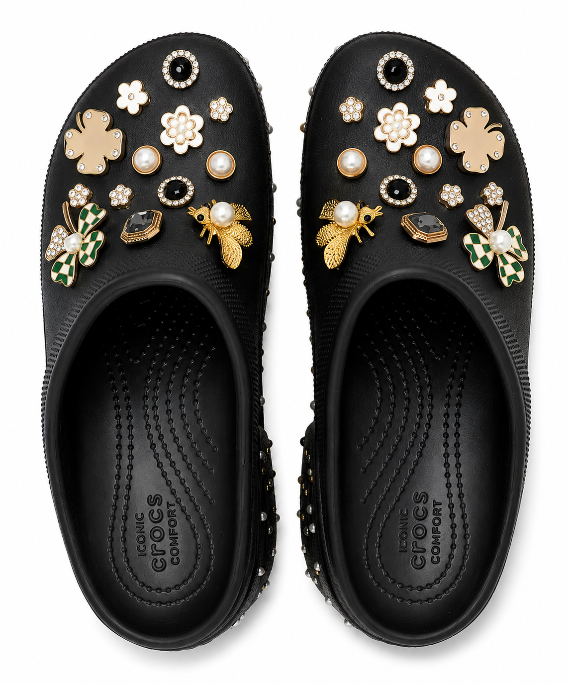 Embellished Black Pearl Platform Clog