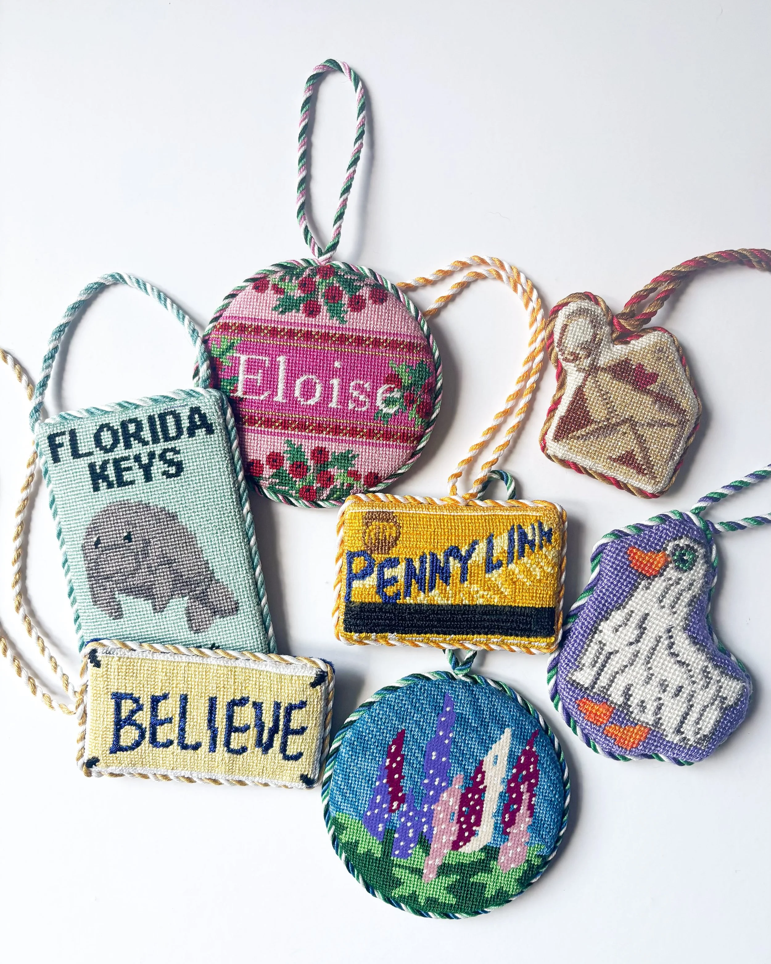 Finish Friday ✨ A few pieces heading home this week! I love seeing such a fun mix of canvases come together in one finishing batch.

#NeedlepointFinishing #Needlepoint #NeedlepointOrnaments #NeedlepointCommunity #SundayCraftCo