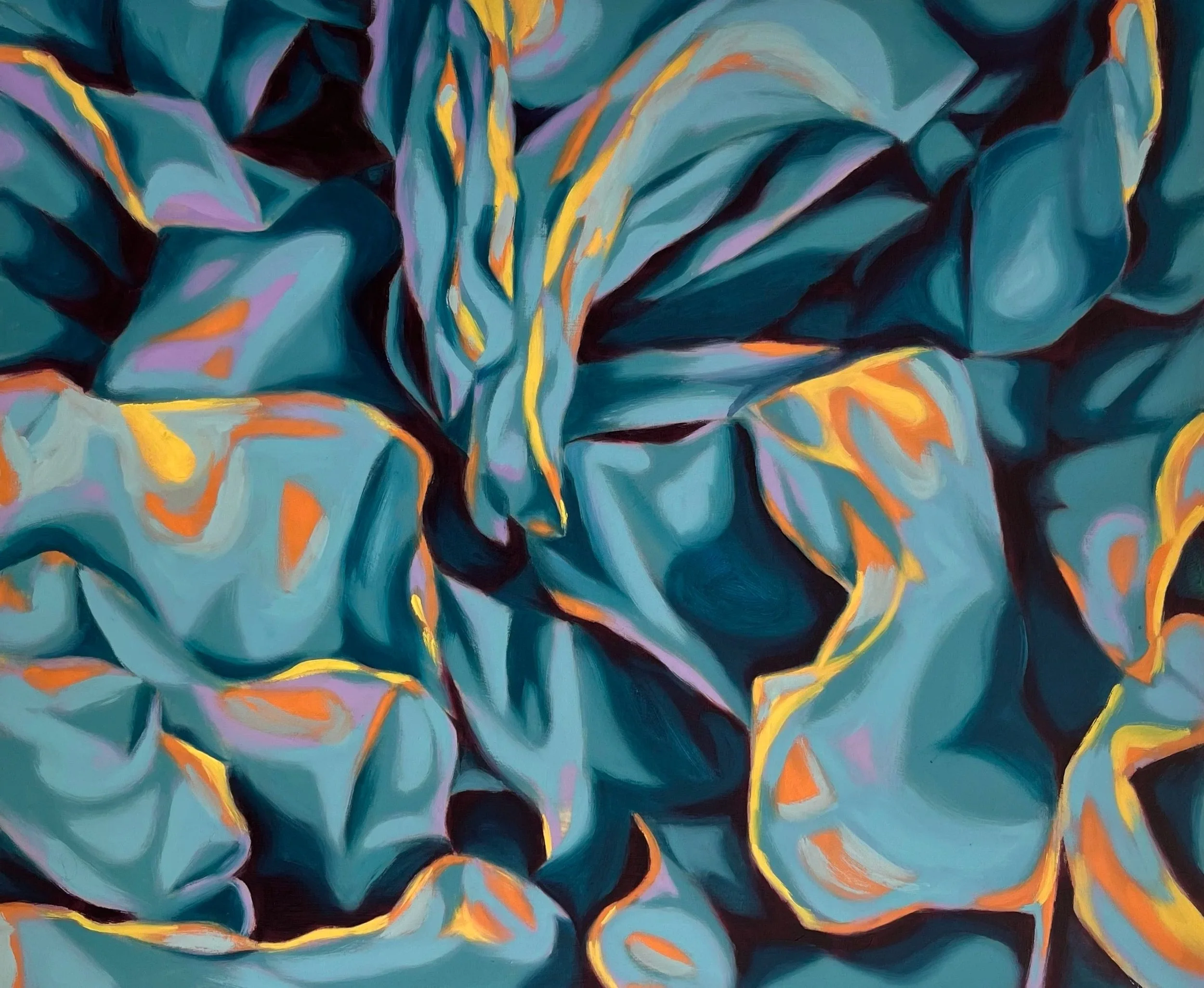 Glowing (2026), Oil Pastels on Wooden Board, 50 x 60cm