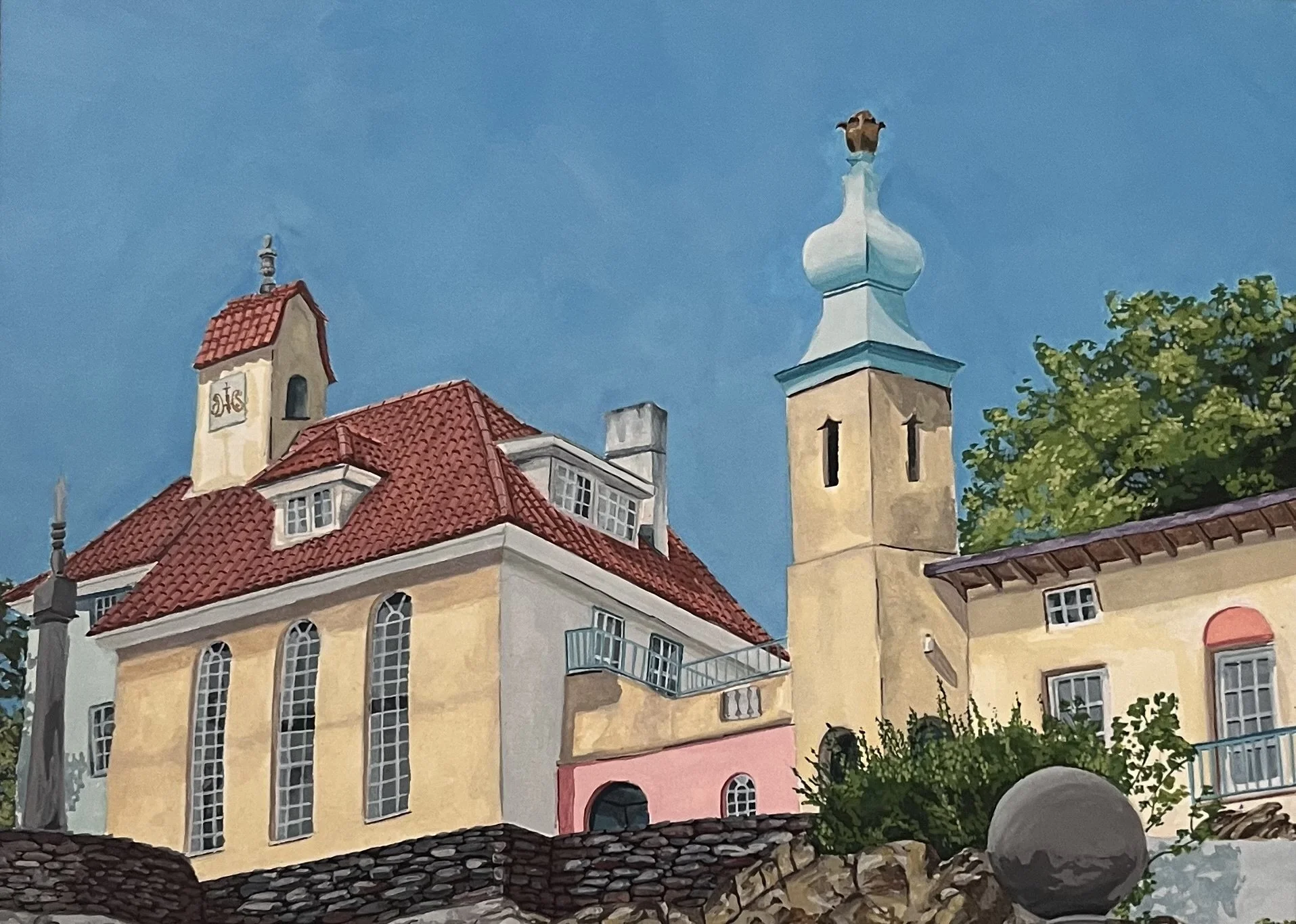 Portmeirion (2025), Gouache on 300gsm Watercolour Paper, 14 x 15 in