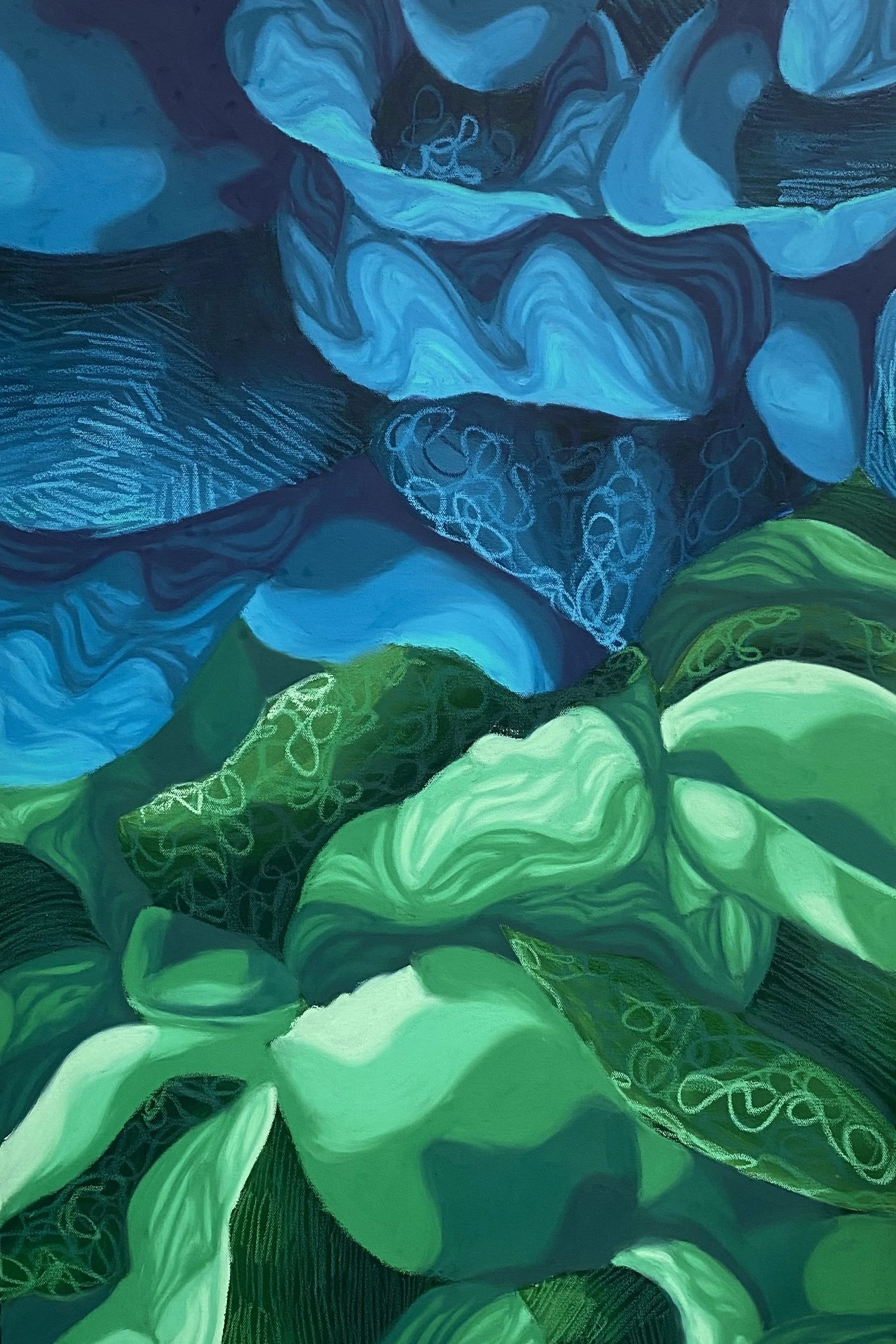 Untitled (2024), Oil Pastels on Canvas, 23x33in