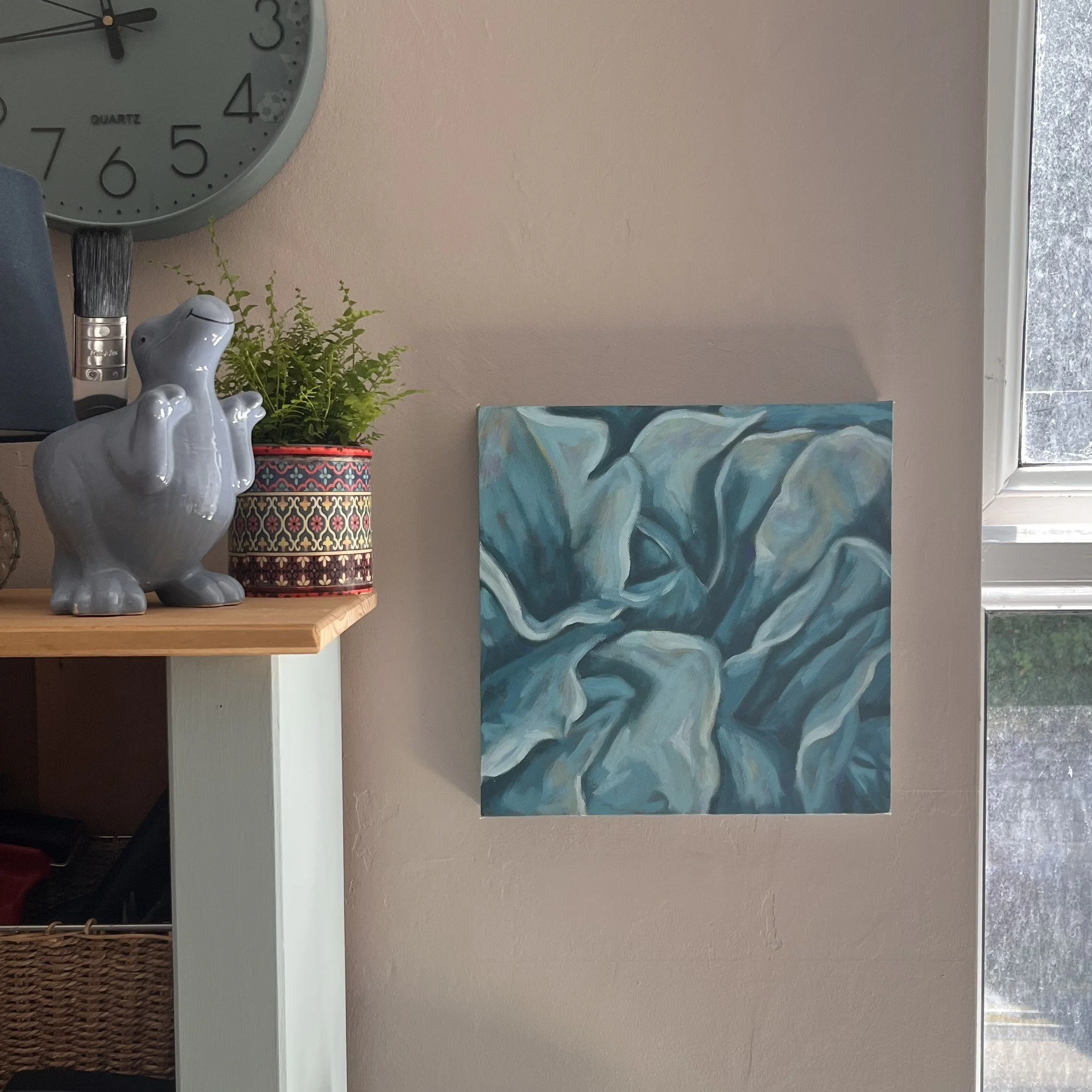 Original Blue Flower Oil Painting