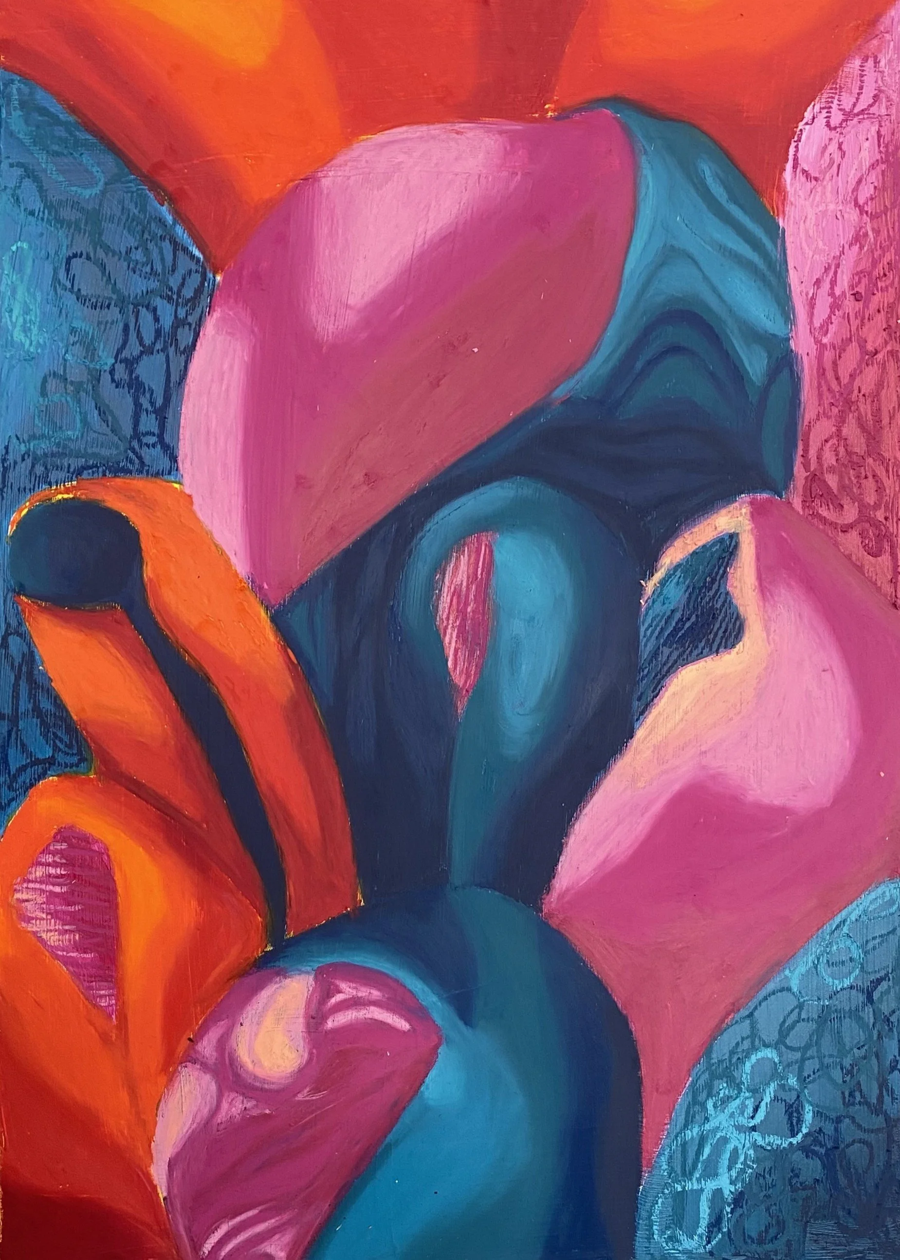 Untitled (2024), Oil Pastels on Wooden Board, 29x 42cm