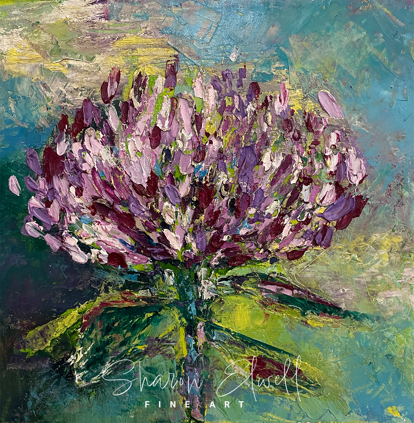 Floral Chromatics 01_ Bee'sDelight_ Oil and cold wax, 10 x 10, July 2023_SharonElwell.png