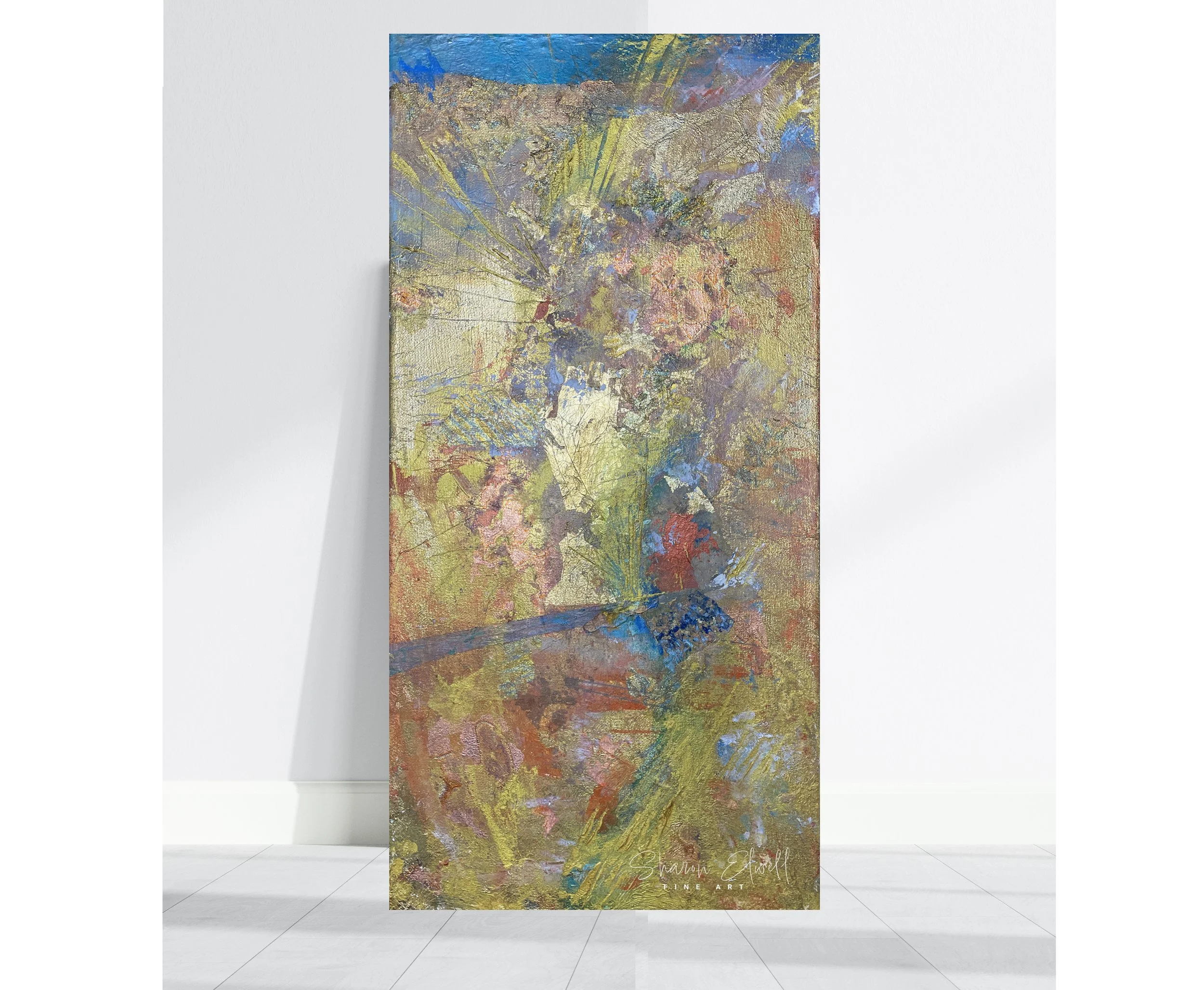 AbstractGold_MixMedia_10x20_SharonElwell_2025.JPG
