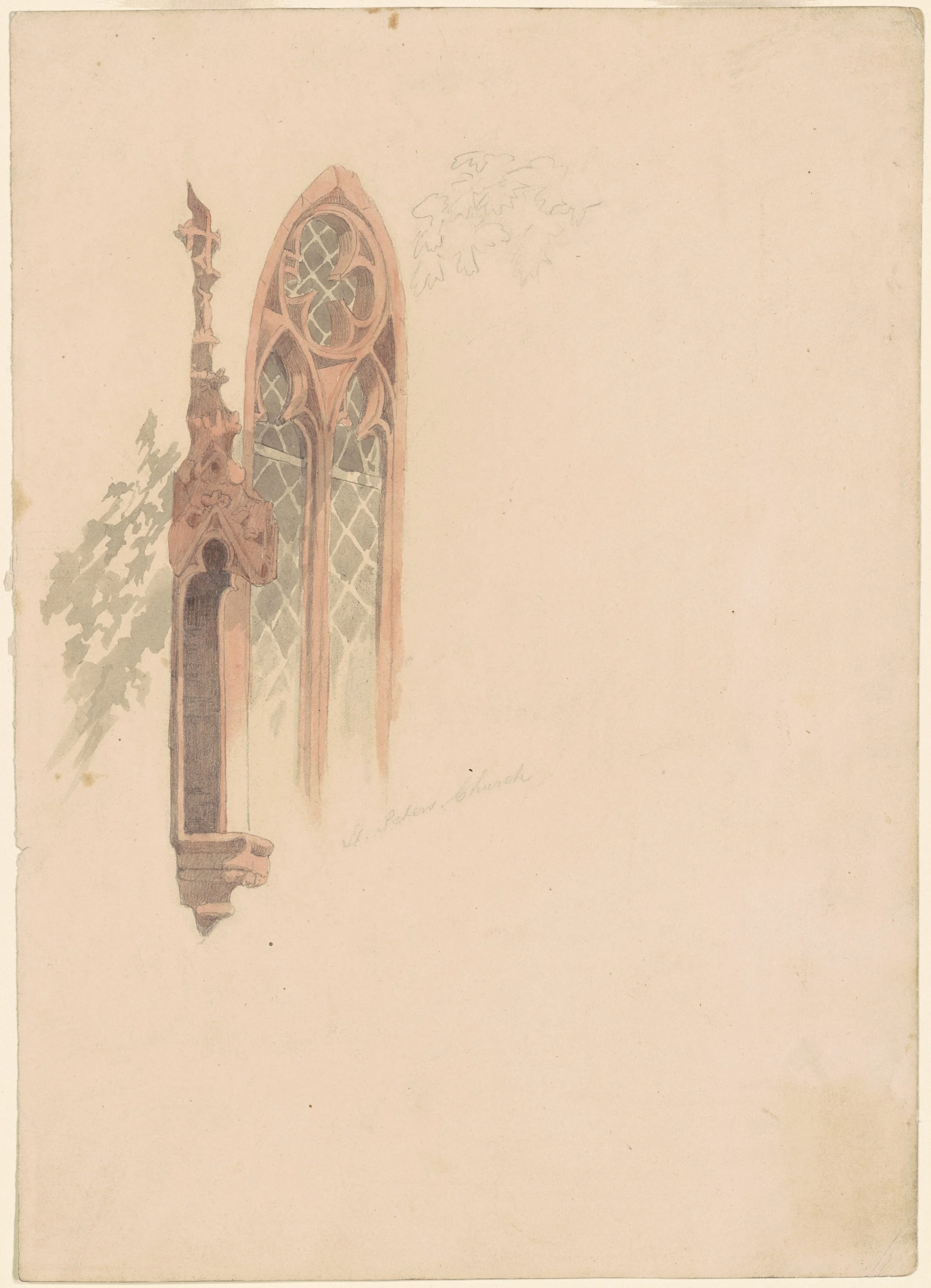Color sketch of pointed church window