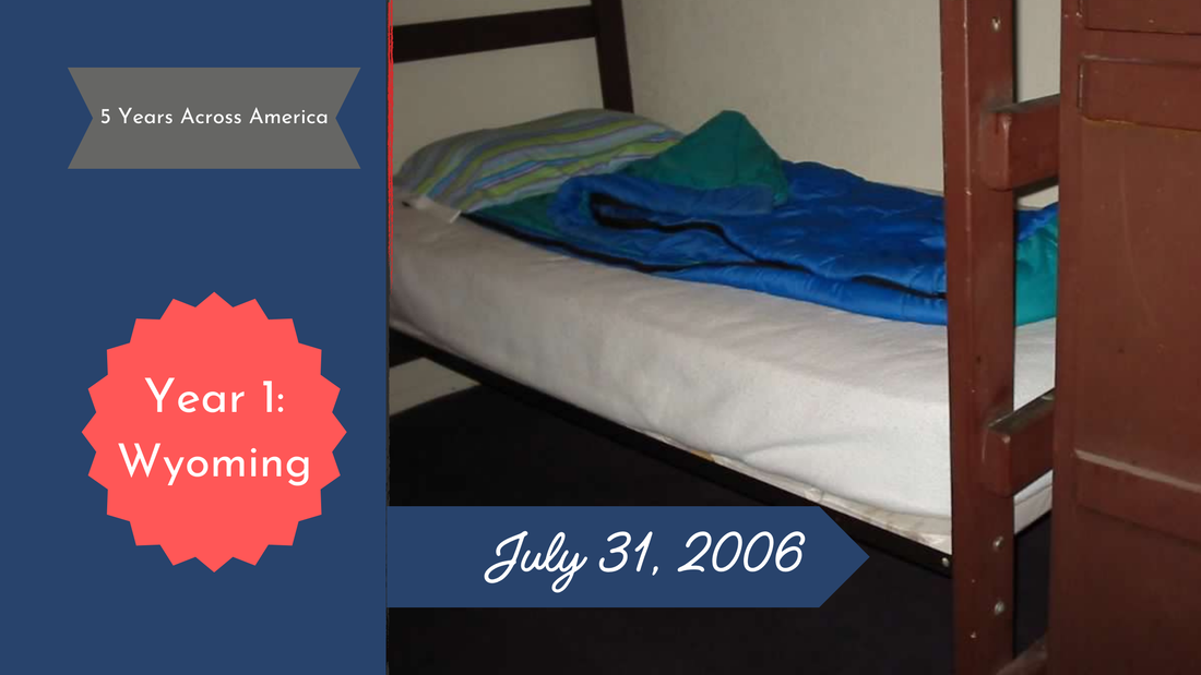 Sleeping bag and pillow on lower bunk bed