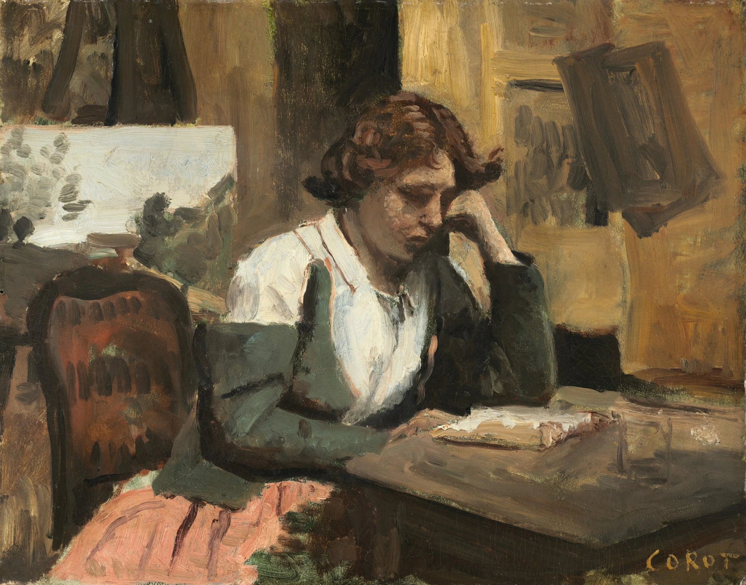 Woman Reading in the Studio c. 1868  Jean-Baptiste-Camille Corot
