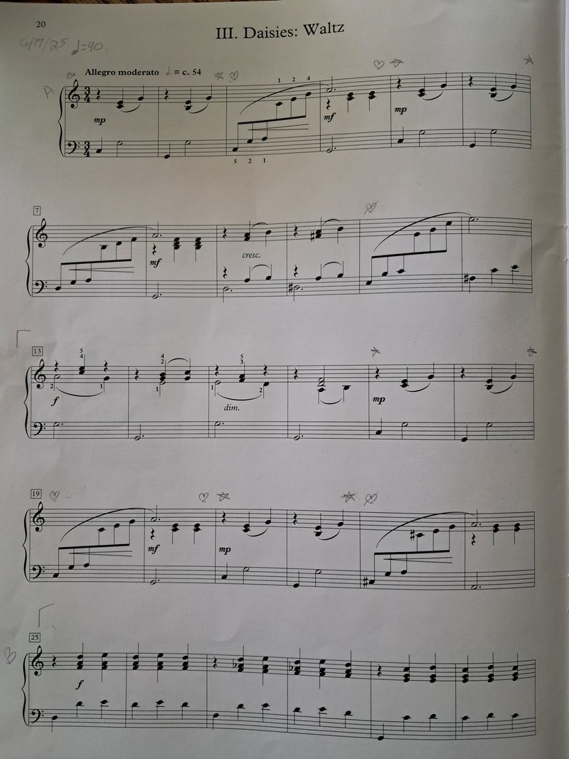 A page from Daisies: Waltz with pencil annotations