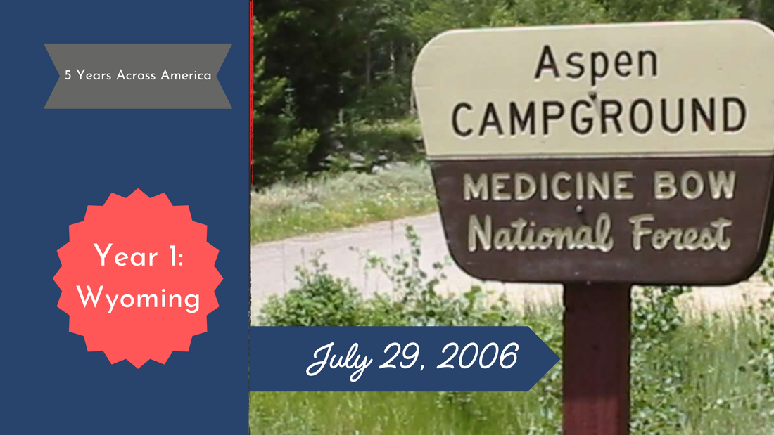 Wood sign for Aspen Campground Medicien Bow National Forest