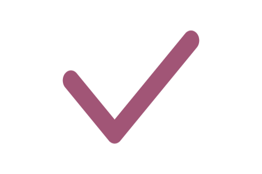 A purple check mark inside a black circle.