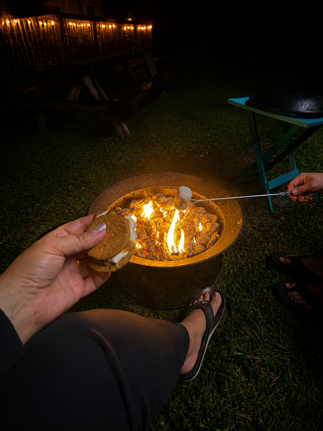 Us having smores while camping this weekend in New Brusnwick