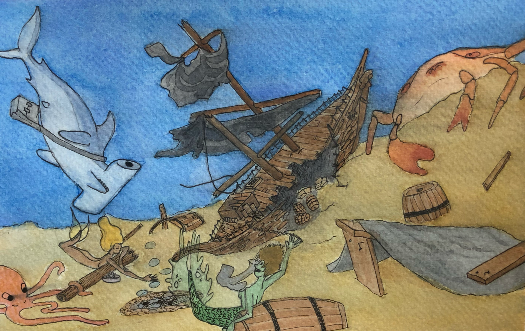 watercolour and ink 