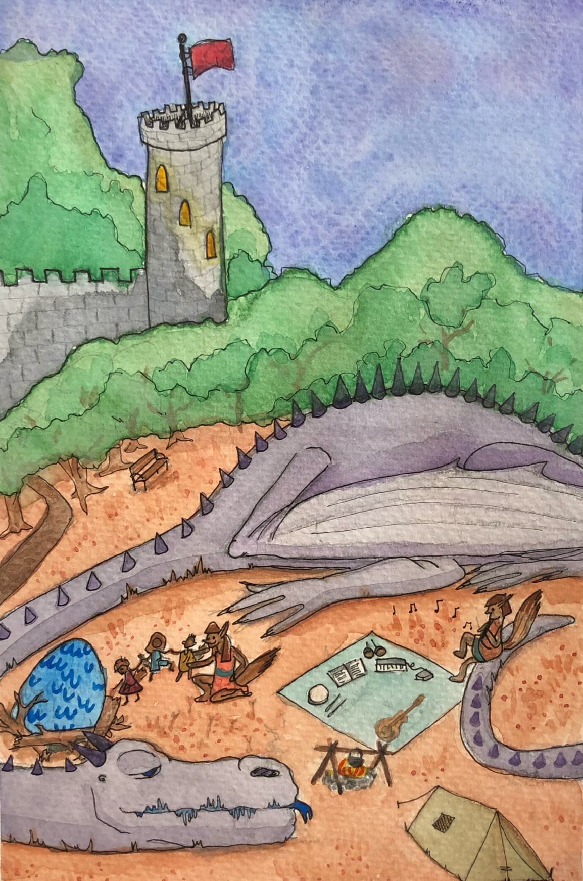watercolour and ink 