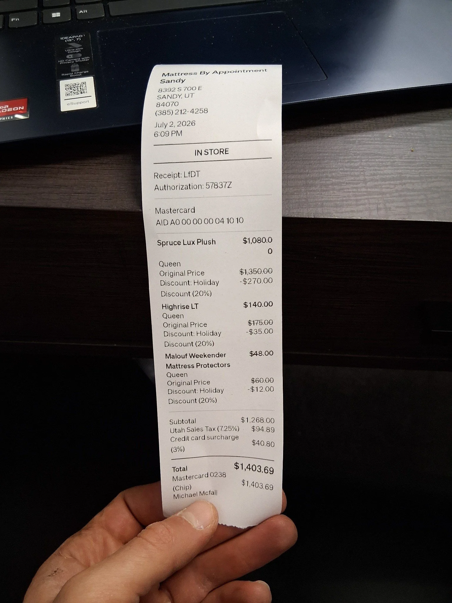 Michael's MBA-SLC Receipt