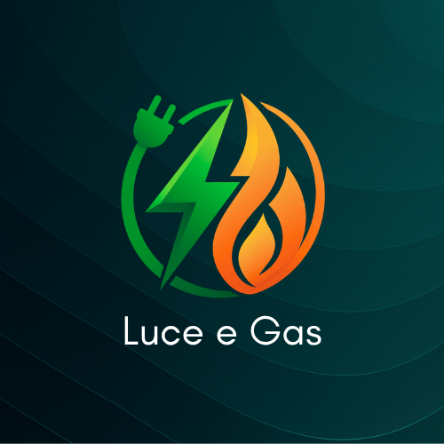 Simbolo che rappresenta energia elettrica e combustione, con un'icona di una spina elettrica e una fiamma, e la scritta "Luce e Gas".