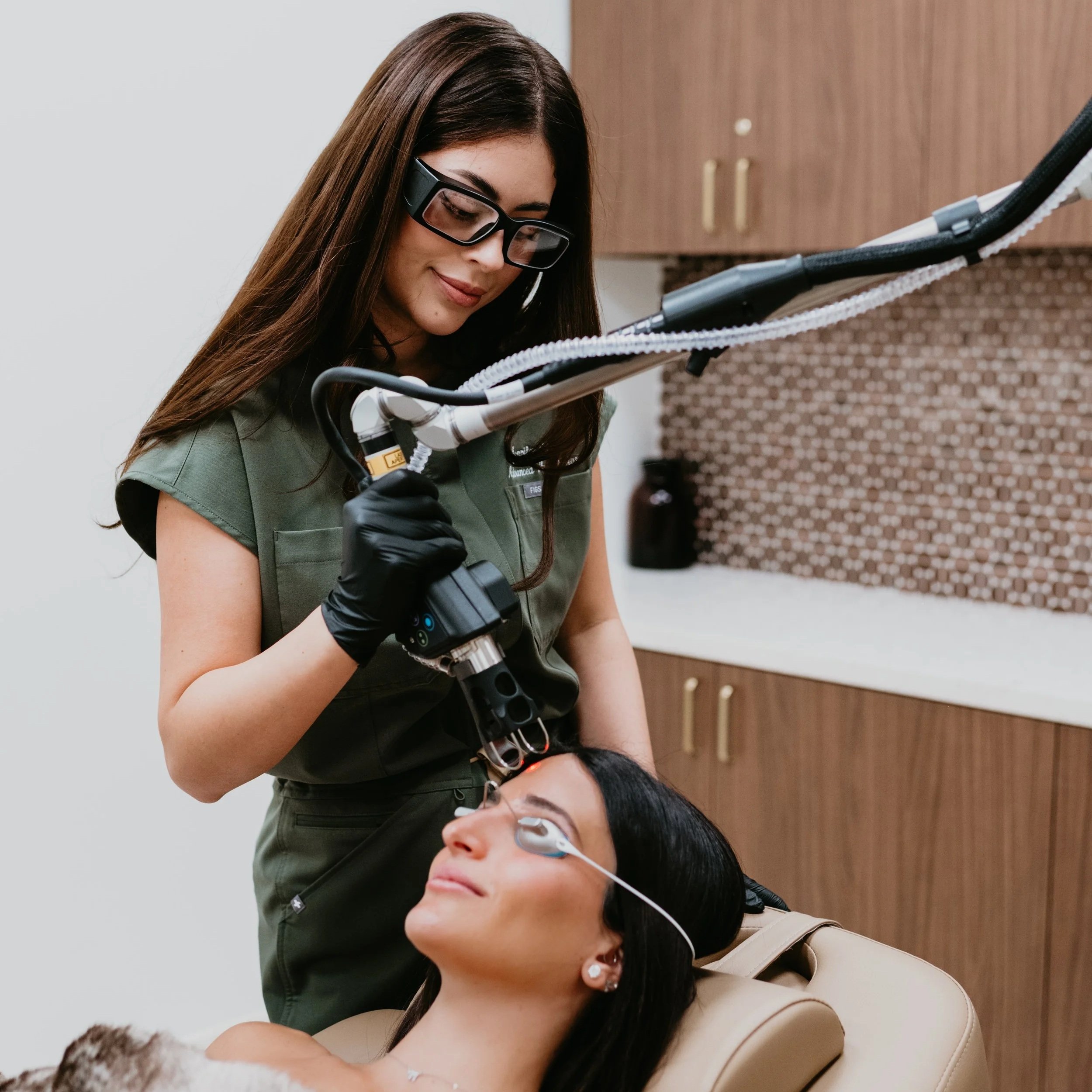 A patient receiving CoolPeel CO2 resurfacing laser at Estetica Medspa in Las Vegas