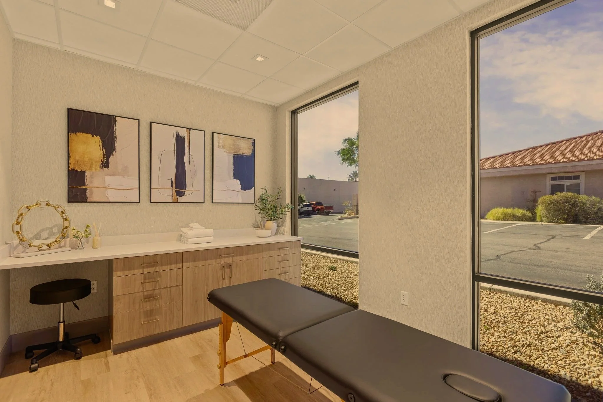 Private massage therapy and physical therapy treatment room at Estetica Wellness in Las Vegas
