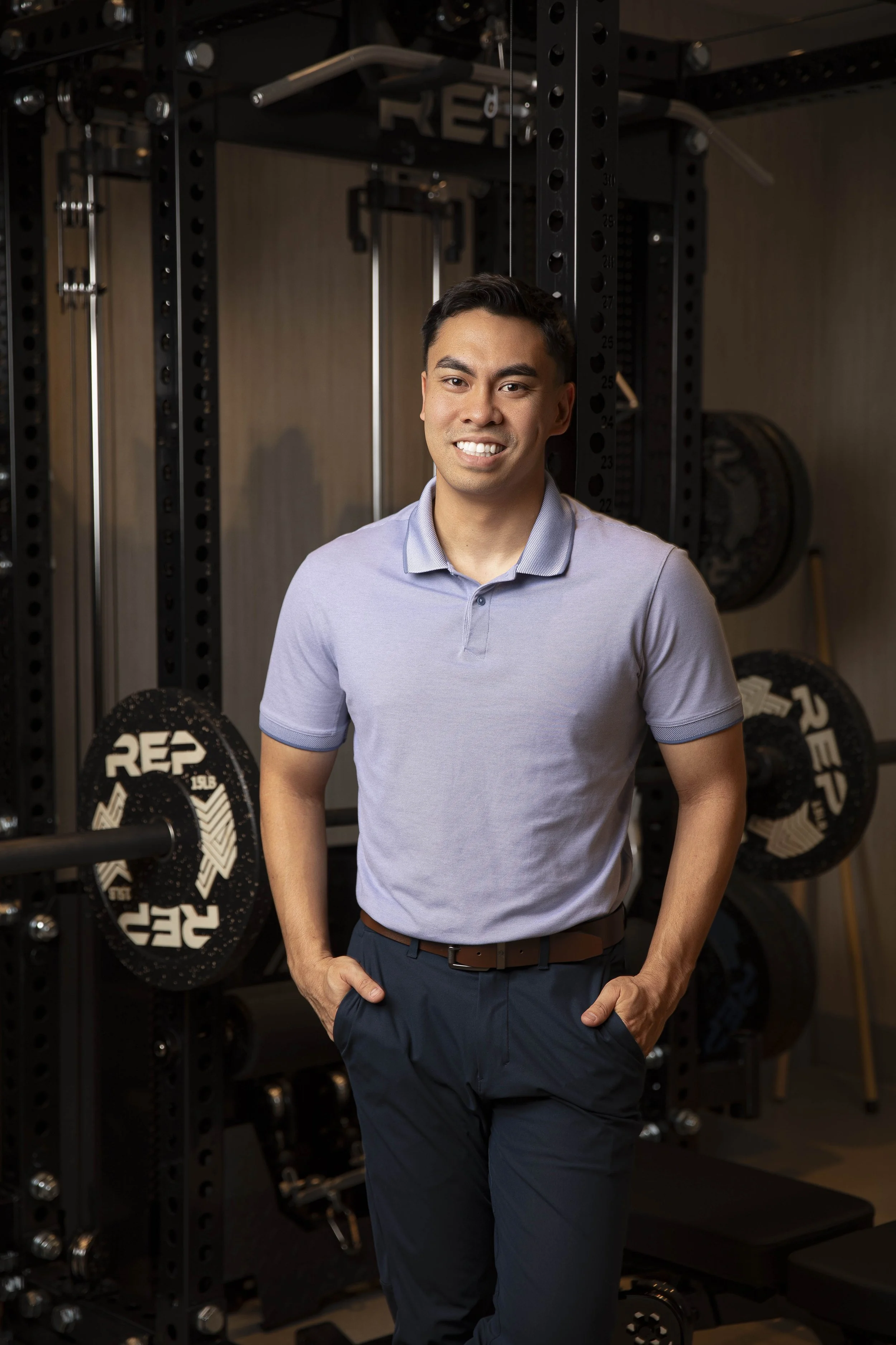 Jed Abello, physical therapist and personal fitness trainer at Estetica Wellness standing in the private training and rehabilitation gym at Estetica Wellness in Las Vegas
