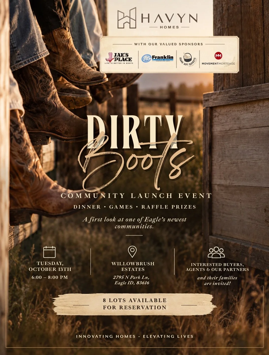 This could be the neighborhood your family grows into. 🤎

Willowbrush Estates is our upcoming 8-lot community in Eagle, and we&rsquo;re celebrating its launch with a western-themed night of good food, local businesses, raffle prizes, games, and boot